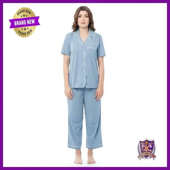 Soft Piped Button-Down Sleep Set, Cozy Pajamas, Lounge Wear